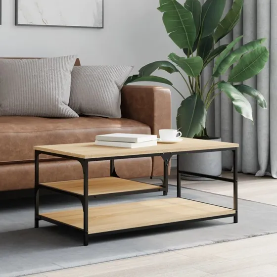 vidaXL sofabord 90x49x40 cm konstrueret træ sonoma-eg