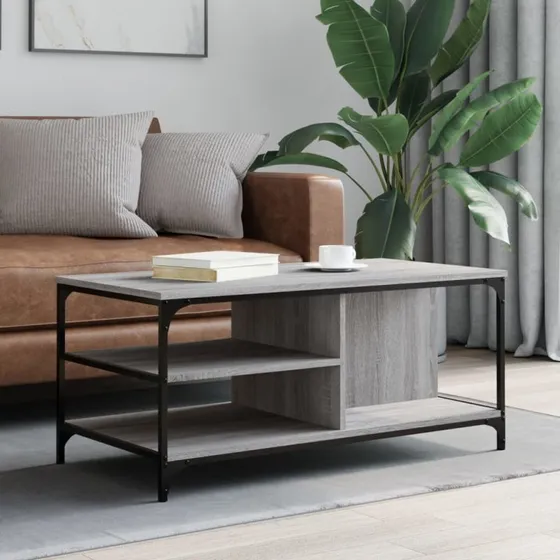 vidaXL sofabord 100x50x45 cm grå sonoma-eg konstrueret træ