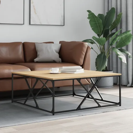 vidaXL Sofabord 100x100 cm Sonoma-eg konstrueret træ