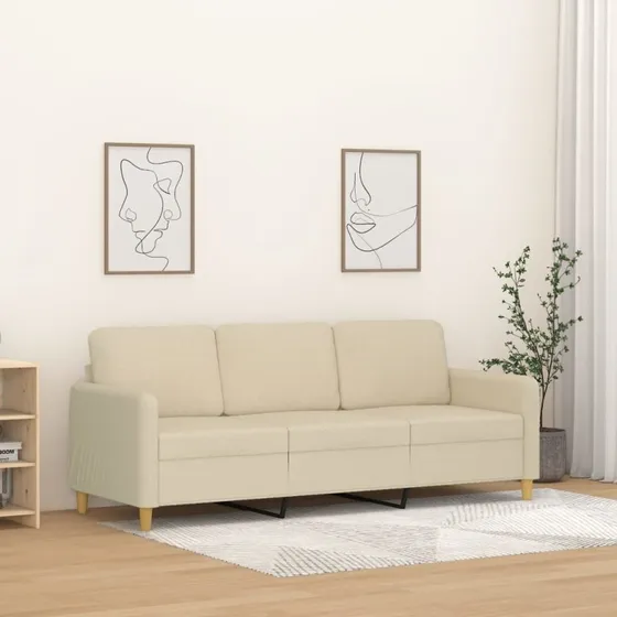 vidaXL 3-personers sofa 180 cm stof cremefarvet