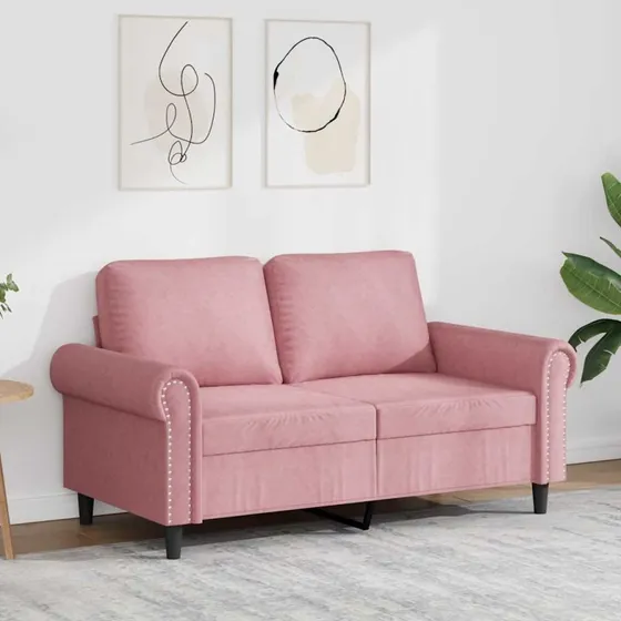 vidaXL 2-personers sofa 120 cm lyserød fløjl