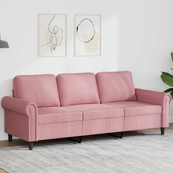 vidaXL 3-personers sofa 180 cm lyserød fløjl