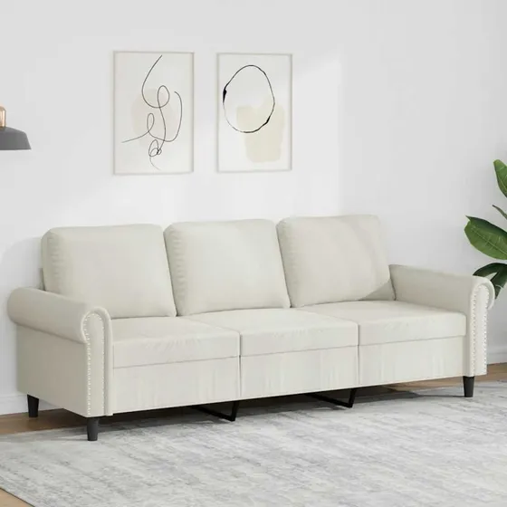 vidaXL 3-personers sofa 180 cm fløjl cremefarvet