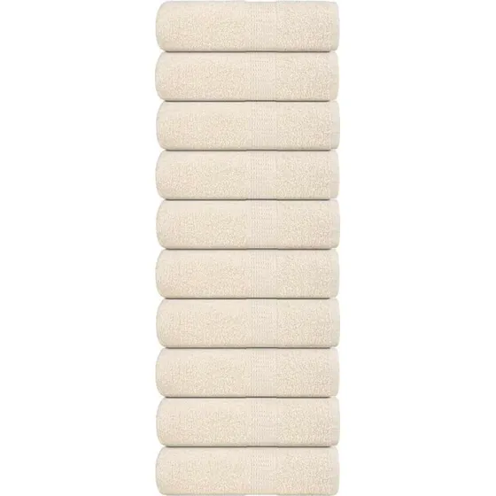 vidaXL FROGN 10 stk. cremefarvede vaskehåndklæder 30x30 cm 360 gsm