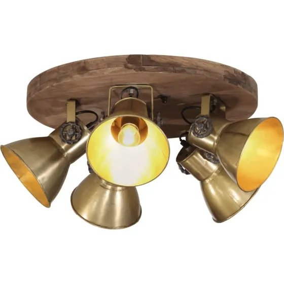 vidaXL Loftlampe 50x50x25 cm antik messing, 5-skærm E27