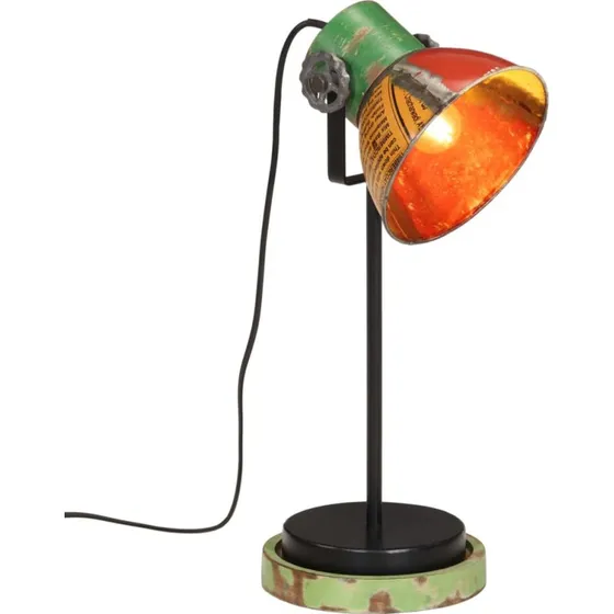 vidaXL Skrivebordslampe 25 W E27 Håndmalet Mangotræ 17x17x50 cm