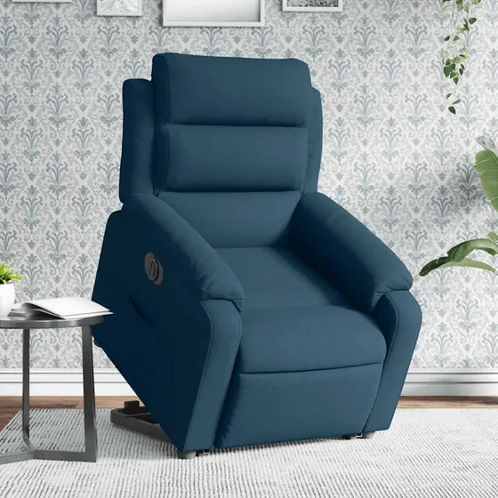 vidaXL løftestol velour blå med elektrisk løftefunktion