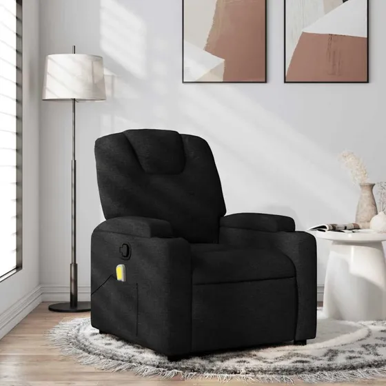 vidaXL Massagestol Sort Stof, Manuel Recliner med 6 Massagepunkter