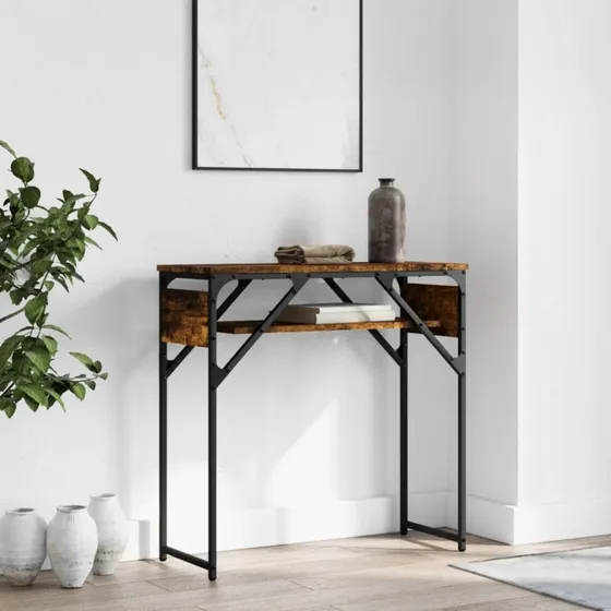 vidaXL Konsolbord 75x30x75 cm røget eg konstrueret træ