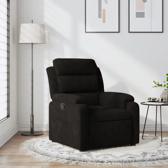 vidaXL Lænestol Velour Sort med Manuel Lænefunktion