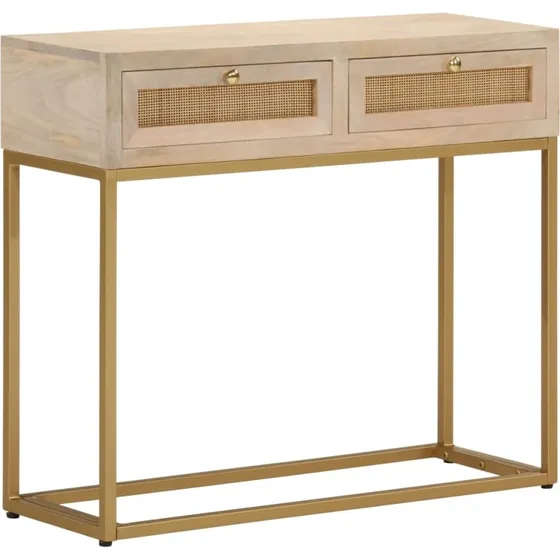 vidaXL Konsolbord 90x30x76 cm i massivt mangotræ og jern