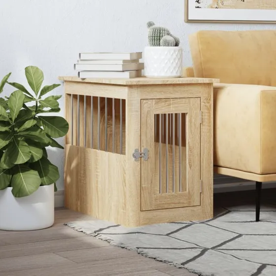 vidaXL Hundebur 45x62x59 cm Konstrueret Træ Sonoma-Eg