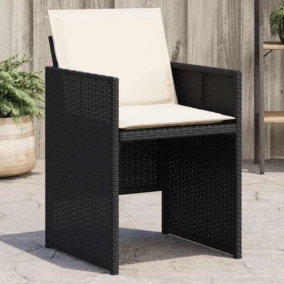 vidaXL Havestole med hynder 4 stk. polyrattan sort