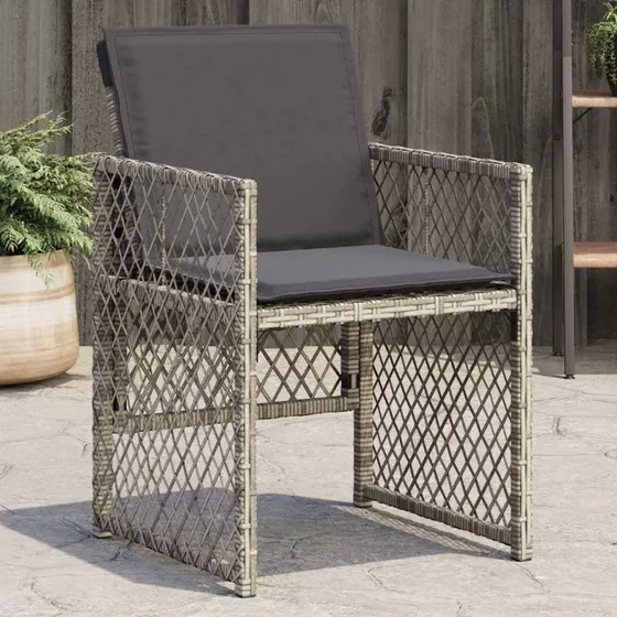 vidaXL Havestole med hynder 4 stk. polyrattan grå
