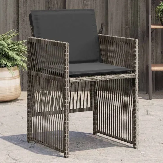 vidaXL Havestole med hynder 4 stk. polyrattan grå