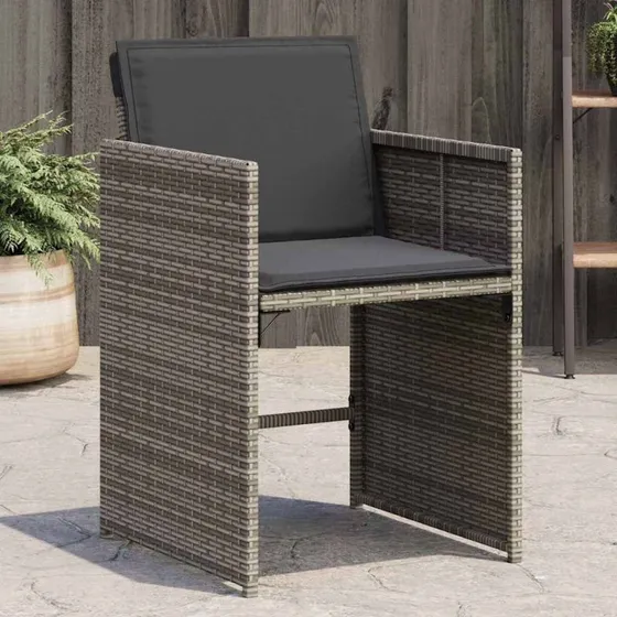 vidaXL Havestole med hynder 4 stk. polyrattan grå