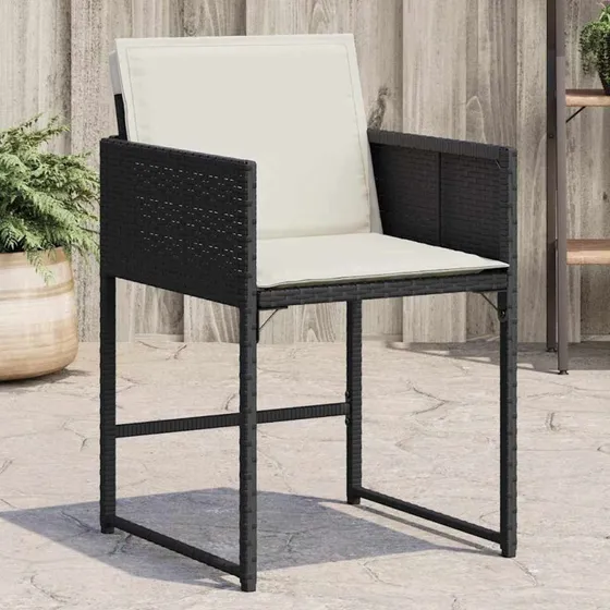 vidaXL 4-stks havestole med hynder, polyrattan sort