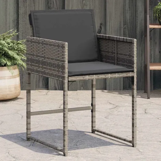vidaXL Havestole med hynder 4 stk. polyrattan grå