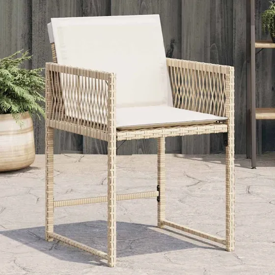 vidaXL havestole 4 stk. polyrattan beige med hynder