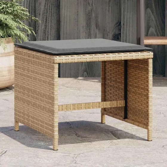 vidaXL Haveskamler 4 stk. med hynder 41x41x36 cm polyrattan beige