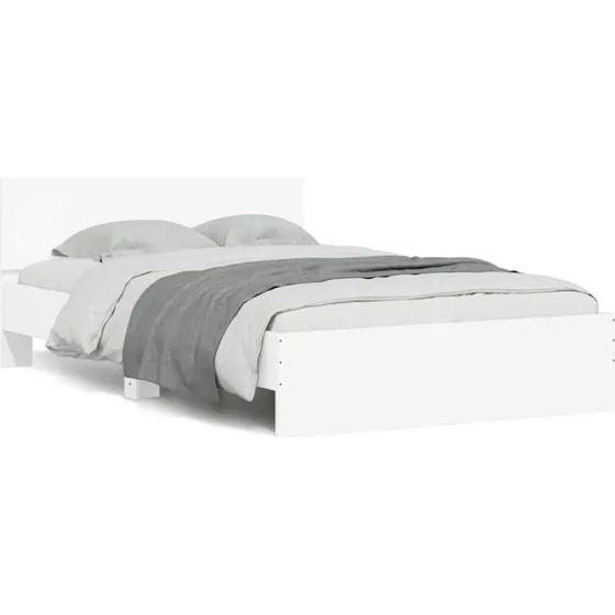 vidaXL Sengeramme 140x200 cm med LED-lys og sengegavl, hvid