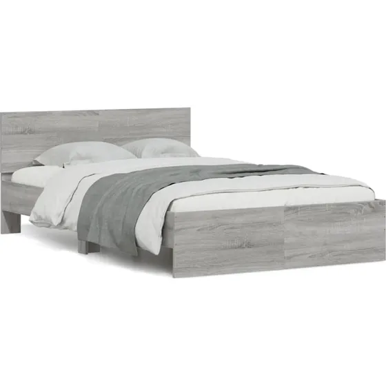 vidaXL Sengeramme 140x190 cm grå sonoma-eg med LED-lys