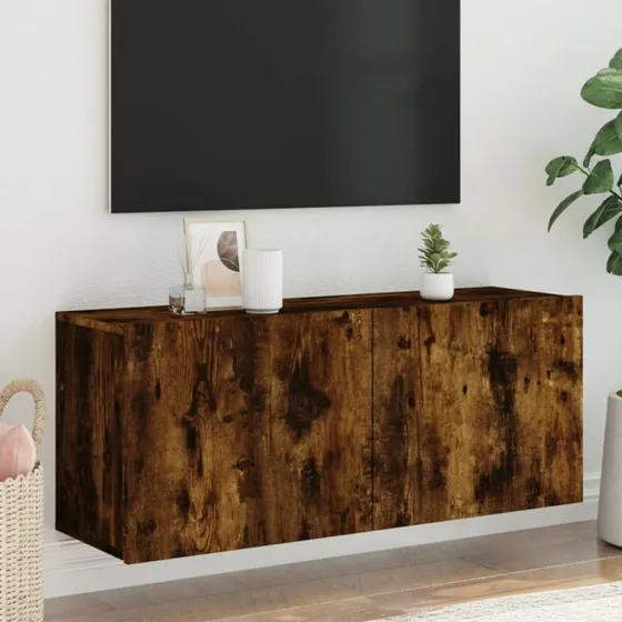 vidaXL væghængt tv-bord 100x30x41 cm røget egetræ