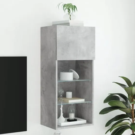 vidaXL tv-bord med LED-lys 40,5x30x60 cm betongrå