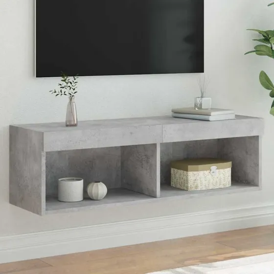 vidaXL tv-bord med LED-lys 100x30x30 cm betongrå