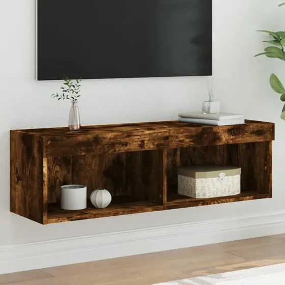 vidaXL tv-bord 100x30x30 cm røget egetræsfarve med LED-lys