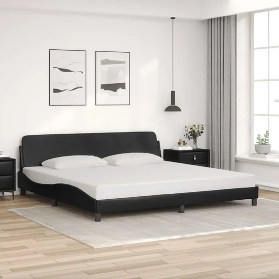 vidaXL Sengeramme Dover 200x200 cm Kunstlæder Sort