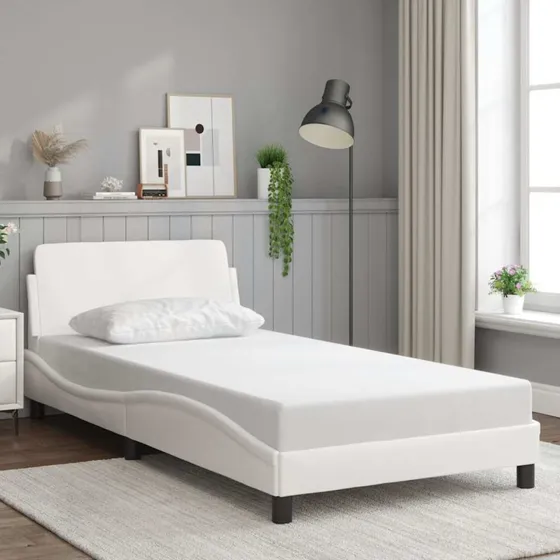 vidaXL Dover Sengeramme 100x203 cm Hvid Kunstlæder