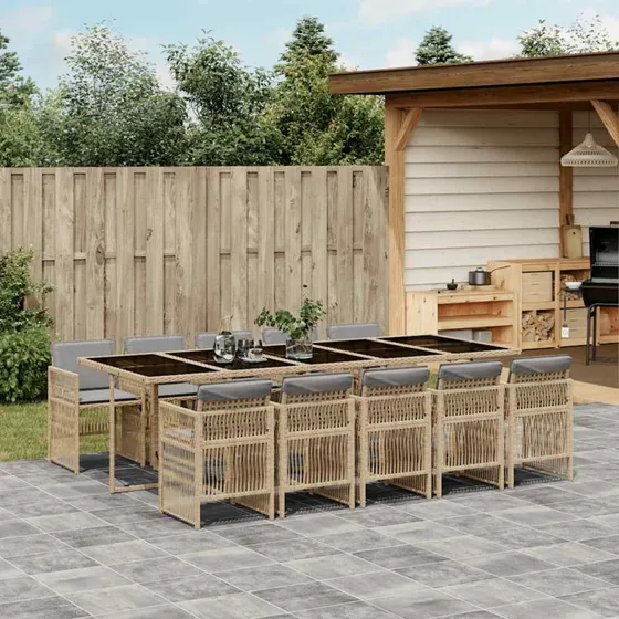 vidaXL 11-deles loungesæt med hynder i polyrattan grå