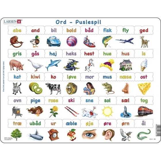 Larsen Puslespil Lær at læse - Ord, 40 brikker (Maxi)