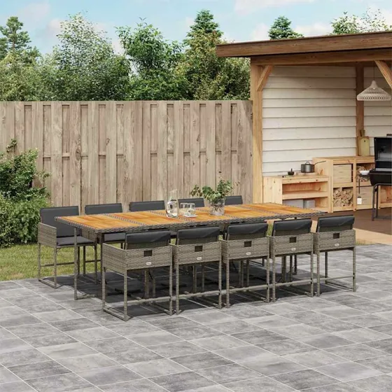 vidaXL 11-delers loungesæt med hynder, polyrattan grå