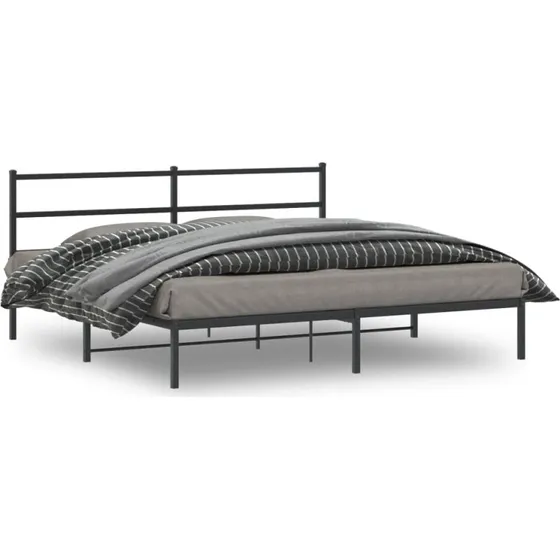 vidaXL Sengeramme 200x200 cm metal sort med sengegavl