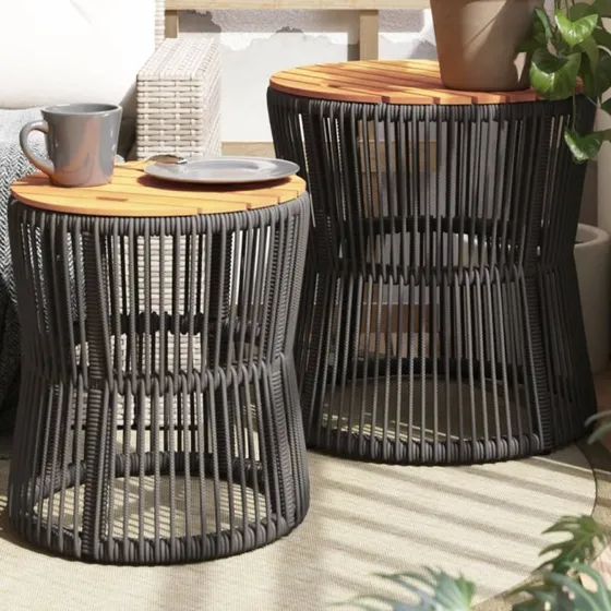 vidaXL Haveborde 2 stk. med Træplade Polyrattan Grå