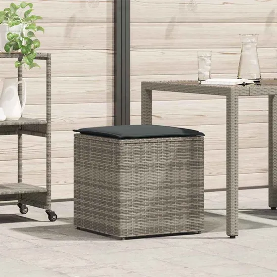 vidaXL Pudekasse Grå 50x50x50 cm Poly Rattan