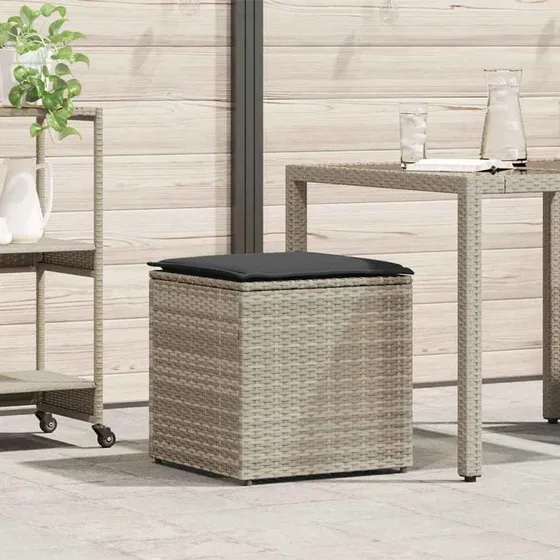 vidaXL Pude kasse 50x50x50 cm lysegrå polyrattan