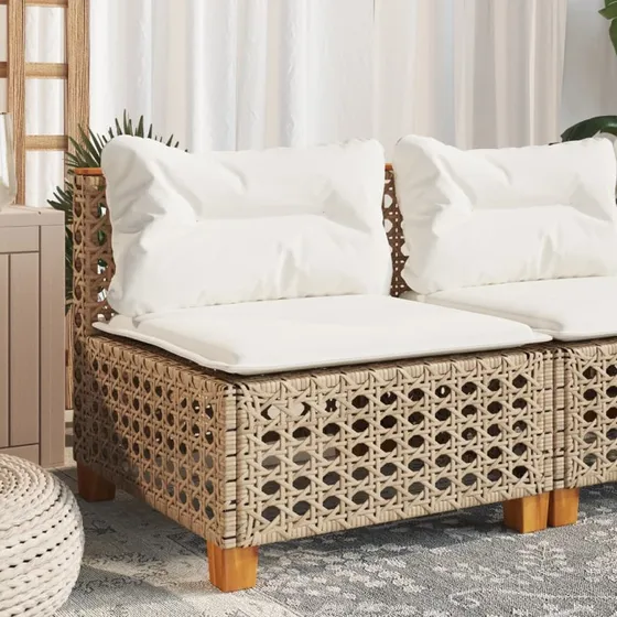 vidaXL Sofamodul med Hynder Polyrattan Beige