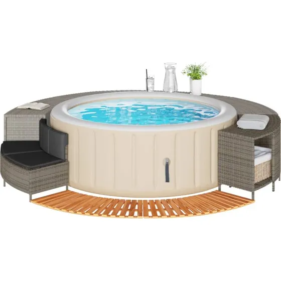 vidaXL Spakant PolyRattan & Akacietræ Grå