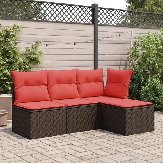 vidaXL Haveskammel med Hynde Brun 55x55x37 cm PolyRattan