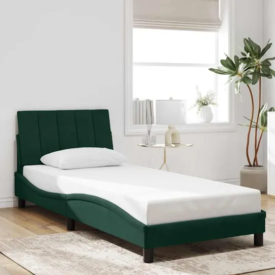 vidaXL Hanko Sengeramme Mørkegrøn 90x200 cm Fløjl