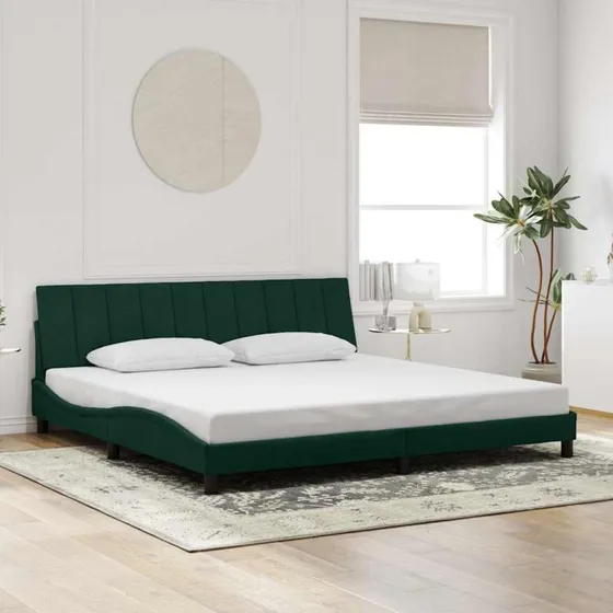 vidaXL Hanko Sengeramme Mørkegrøn 200x200 cm Fløjl
