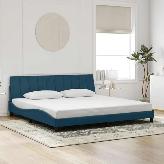 vidaXL Hanko 200x200 cm sengeramme med velourgavl blå