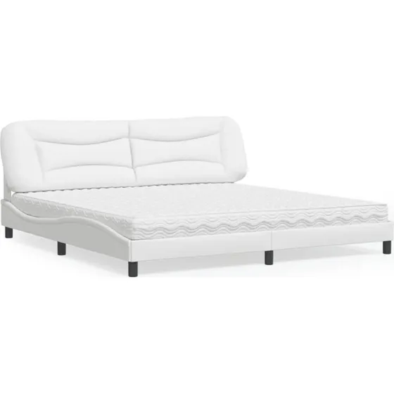 vidaXL Seng med madras Hvar 200x200 cm kunstlæder hvid