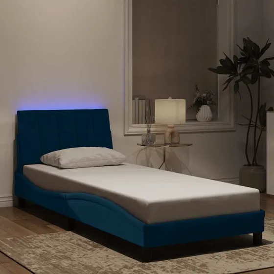 vidaXL Hanko 80x200 cm sengeramme med LED-lys, velour blå
