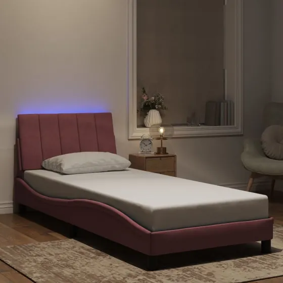 vidaXL Hanko 80x200 cm sengeramme med LED i velour pink