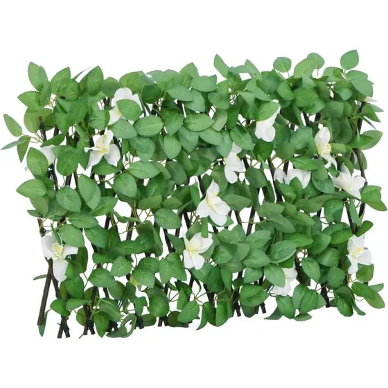 vidaXL Espalier med kunstig vedbend 180x30 cm udvideligt grønt