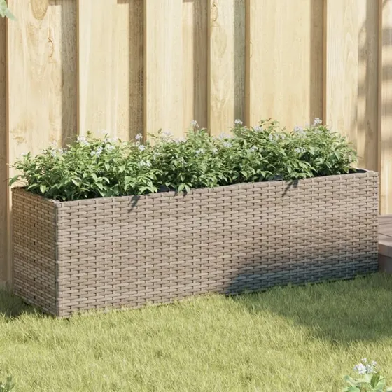 vidaXL Plantekasser 2 stk. med 3 potter 105x30x32 cm polyrattan grå